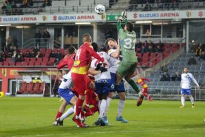 05.04.2022. Kielce. Mecz 25. kolejki Fortuna 1 Ligi, Korona Kielce - Podbeskidzie Bielsko-Biała / Wiktor Taszłow / Radio Kielce