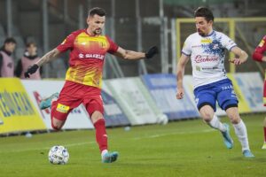 05.04.2022. Kielce. Mecz 25. kolejki Fortuna 1 Ligi, Korona Kielce - Podbeskidzie Bielsko-Biała / Wiktor Taszłow / Radio Kielce