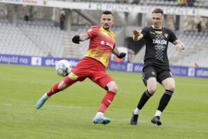 09.04.2022 Kielce. Piłka nożna I Liga. Mecz Korona Kielce - Zagłębie Sosnowiec / Jarosław Kubalski / Radio Kielce