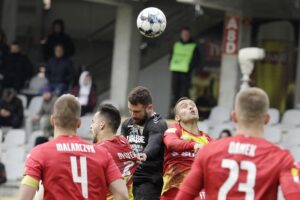 09.04.2022 Kielce. Piłka nożna I Liga. Mecz Korona Kielce - Zagłębie Sosnowiec / Jarosław Kubalski / Radio Kielce