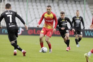 09.04.2022 Kielce. Piłka nożna I Liga. Mecz Korona Kielce - Zagłębie Sosnowiec / Jarosław Kubalski / Radio Kielce