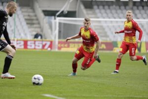 09.04.2022 Kielce. Piłka nożna I Liga. Mecz Korona Kielce - Zagłębie Sosnowiec / Jarosław Kubalski / Radio Kielce