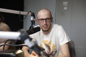 29.04.2022. Kielce. Sportowa Debata Radia Kielce. Na zdjęciu: Damian Wysocki - Radio eM Kielce / Jarosław Kubalski / Radio Kielce