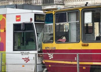 20.05.2022. Łódź. Zderzenie dwóch tramwajów / Radio Łódź