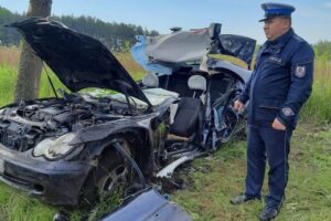 26.05.2022. Wełnin. Wypadek na drodze krajowej nr 79 / KPP w Busku-Zdroju