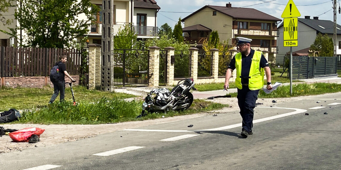 12.05.2022. Radlin. Zderzenie auta osobowego z motocyklem / Fot. Jarosław Kubalski - Radio Kielce