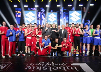 12.05.2022. Targi Kielce. Ceremonia ważenia przed galą Suzuki Boxing Night XV / Fot. Wiktor Taszłow - Radio Kielce