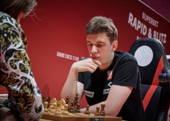 23.05.2022. Warszawa. Grand Chess Tour. Na zdjęciu: Jan Krzysztof Duda / Rafał Oleksiewicz