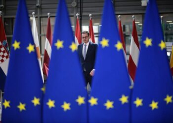31.05.2022. Bruksela. Mateusz Morawiecki w budynku „Europa” w Brukseli. Premier bierze udział w posiedzeniu Rady Europejskiej. Tematami szczytu są m.in. rosyjska agresja na Ukrainę, obronność, energetyka oraz bezpieczeństwo żywnościowe / Marcin Obara / PAP