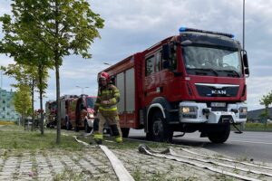 20.05.2022. Kielce. Ulica Grunwaldzka. Wyciek gazu na stacji benzynowej / Wiktor Taszłow / Radio Kielce