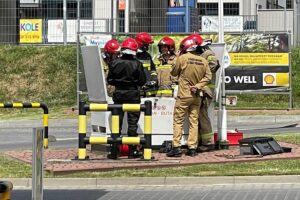 20.05.2022. Kielce. Ulica Grunwaldzka. Wyciek gazu na stacji benzynowej / Wiktor Taszłow / Radio Kielce