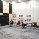 19.06.2022. Kielce. Studio Polityczne Radia Kielce. Na zdjęciu (od lewej): Radosław Podsiadły - Radio Kielce, Jarosław Karyś - PiS, Michał Skotnicki - PSL, Bogusława Długosz - Nowa Lewica / Fot. Sebastian Kalwat - Radio Kielce