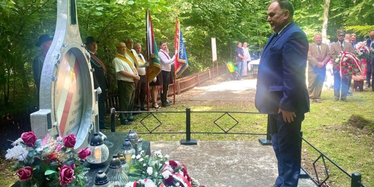 19.06.2022. Góry Wysokie. Uroczystości ku czci Polaków pomordowanych przez Niemców. Na zdjęciu: Marek Kwitek - poseł PiS / źródło: biuro poselskie posła Marka Kwitka