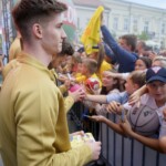 20.06.2022. Kielce. Wspólne świętowanie udanego sezonu Łomży Vive Kielce. Na zdjęciu: Damian Domagała / Fot. Piotr Kwaśniewski - Radio Kielce