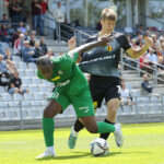 22.06.2022. Kielce. Mecz sparingowy: Korona Kielce - Radomiak Radom. Na zdjęciu (z prawej): Hubert Szulc / Fot Wiktor Taszłow / Radio Kielce