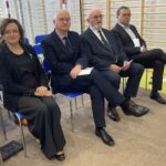 03.06.2022. Godów. Otwarcie nowej hali sportowej. Na zdjęciu (od lewej): poseł Agata Wojtyszek, Marek Wojtas - wójt Pawłowa, Henryk Więcław - przewodniczący rady gminy w Pawłowie, Krzysztof Charemski - sekretarz gminy Pawłów / Anna Głąb / Radio Kielce