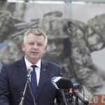 11.06.2022. Kielce. Przysięga żołnierzy 10. Świętokrzyskiej Brygady Wojsk Obrony Terytorialnej. Na zdjęciu: senator Jarosław Rusiecki - przewodniczący senackiej Komisji Obrony Narodowej / Jarosław Kubalski / Radio Kielce