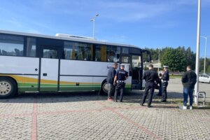 15.06.2022. Kielce. Otwarcie punktu kontroli autokarów na parkingu obok Hali Legionów / Monika Miller / Radio Kielce