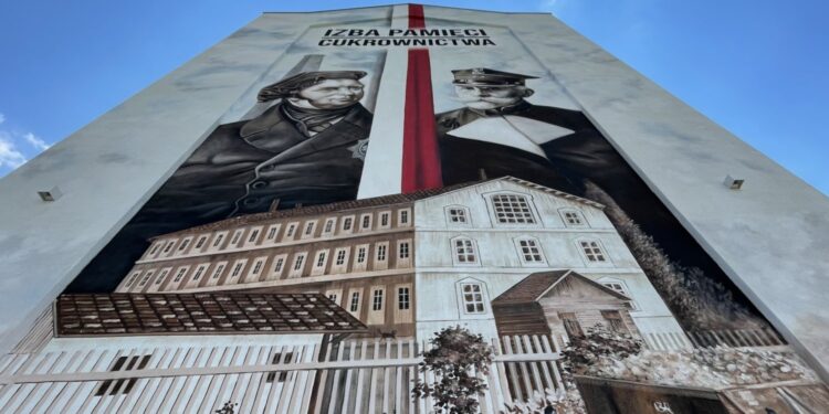 01.06.2022. Ostrowiec Świętokrzyski. Mural na ścianie Izby Pamięci Cukrownictwa / Emilia Sitarska / Radio Kielce