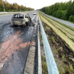 18.06.2022. Trasa S7 koło Skarżyska-Kamiennej. Pożar auta / Fot. Wiktor Taszłow - Radio Kielce