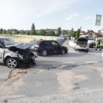18.07.2022. Kostomłoty Drugie. Zderzenie trzech samochodów / Fot. Jarosław Kubalski - Radio Kielce