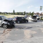 18.07.2022. Kostomłoty Drugie. Zderzenie trzech samochodów / Fot. Jarosław Kubalski - Radio Kielce