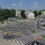 Tymczasowe rondo zacznie działać w nocy, a już sprawia problemy kierowcom - Radio Kielce 23.07.2022. Kielce. Tymczasowe rondo na skrzyżowaniu ul. Ogrodowej, Jana Pawła II oraz Seminaryjskiej / Fot. Jarosław Kubalski - Radio Kielce