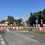 24.07.2022. Kielce. Tymczasowe rondo na skrzyżowaniu ulic Ogrodowej, Jana Pawła II i Seminaryjskiej / Fot. Kamil Król - Radio Kielce