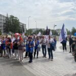 30.07.2022. Kielce. Świętokrzyski Urząd Wojewódzki. Pikieta OPZZ / Fot. Kamil Król - Radio Kielce