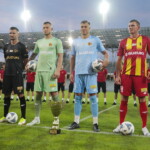 13.07.2022 Kielce. Prezentacja Korony Kielce. Na zdjęciu (od lewej): Adam Frączczak, Konrad Forenc, Marceli Zapytowski, Jacek Kiełb / Fot. Wiktor Taszłow - Radio Kielce