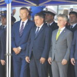 20.07.2022. Chęciny. Święto Policji. Na zdjęciu (od lewej): Andrzej Bętkowski- marszałek województwa świętokrzyskiego, Bogdan Wenta - prezydent Kielc, Jarosław Karyś - przewodniczący Rady Miasta Kielce, senator Krzysztof Słoń, Rafał Nowak - wicewojewoda świętokrzyski / Fot. Wiktor Taszłow - Radio Kielce