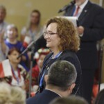 03.07.2022. Ostrowiec Świętokrzyski. Wizyta Jarosława Kaczyńskiego. Na zdjęciu: poseł Agata Wojtyszek / Fot. Jarosław Kubalski - Radio Kielce