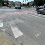 14.07.2022. Kielce. Oznakowanie poziome ulic. Na zdjęciu: Aleja Dziewięciu Wieków Kielc Wieków / Fot. Wiktor Taszłow – Radio Kielce