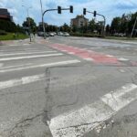 14.07.2022. Kielce. Oznakowanie poziome ulic. Na zdjęciu: Aleja Dziewięciu Wieków Kielc Wieków / Fot. Wiktor Taszłow – Radio Kielce