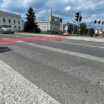 14.07.2022. Kielce. Oznakowanie poziome ulic. Na zdjęciu: Aleja Dziewięciu Wieków Kielc Wieków / Fot. Wiktor Taszłow – Radio Kielce