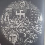 Grafiki Henryka Papierniaka do „Pieśń o Michniowie”. / Fot. Mauzoleum Martyrologii Wsi Polskich w Michniowie.