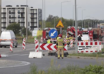 23.08.2022. Kielce. Ulica Szajnowicza-Iwanowa. Wyciek gazu / Fot. Wiktor Taszłow - Radio Kielce