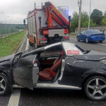 06.08.2022. Trasa S7. Samochód osobowy uderzył w bariery energochłonne / Fot. PSP Skarżysko-Kamienna