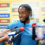 01.08.2022. Kielce. Konferencja prasowa Łomży Industrii Kielce. Na zdjęciu: Benoit Kounkoud / Fot. Piotr Kwaśniewski - Radio Kielce