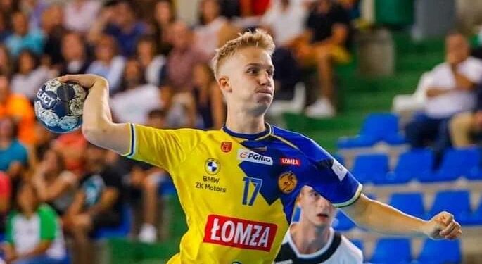 18.08.2022. Larego. Mecz Łomża Industria Kielce - Helveti Anaitasuna. Na zdjęciu: Szymon Wiaderny / źródło: Łomża Industria Kielce - Twitter