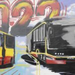 23.08.2022. Kielce. Mural przedstawiające historię Miejskiego Przedsiębiorstwa Komunikacji w Kielcach / Fot. Jarosław Kubalski - Radio Kielce