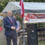 27.08.2022. Prawęcin. VI Prawęckie Dożynki połączone z nadaniem sztandaru miejsowej jednostce OSP. Na zdjęciu: Lech Łodej - burmistrz Kunowa / Fot. Emilia Sitarska - Radio Kielce