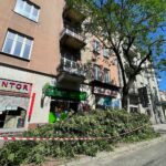 04.08.2022. Kielce. Przycinanie gałęzi drzew rosnących przy ul. Paderewskiego / Fot. Wiktor Taszłow - Radio Kielce