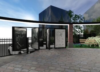 21.09.2022. Radoszyce. Kopuła z hologramami przedstawiającymi historię miasta. Wizualizacja / źródło: Urząd Miasta i Gminy w Radoszycach