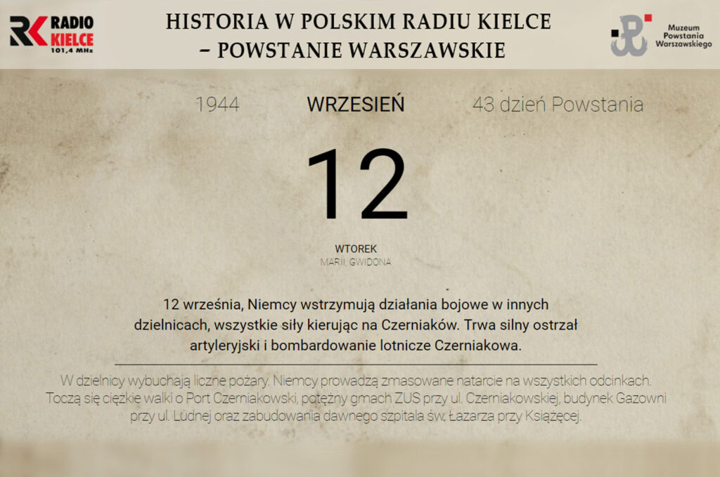 Powstanie Warszawskie - 12 września 1944 roku - Radio Kielce