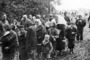 Grupa polskich, cywilnych uchodźców wojennych na jednej z polnych dróg, wrzesień 1939 r. / Fot. AIPN