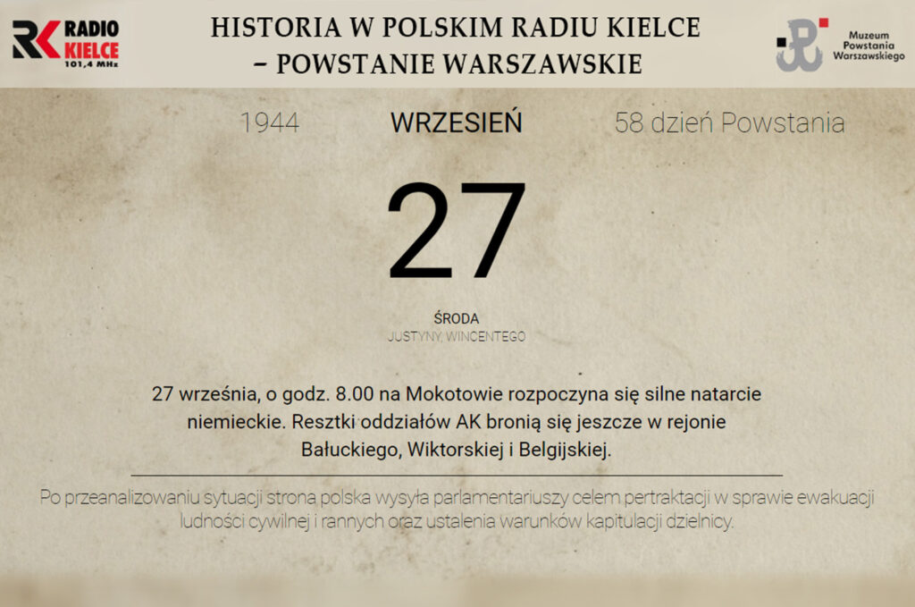 Powstanie Warszawskie - 27 września 1944 roku - Radio Kielce