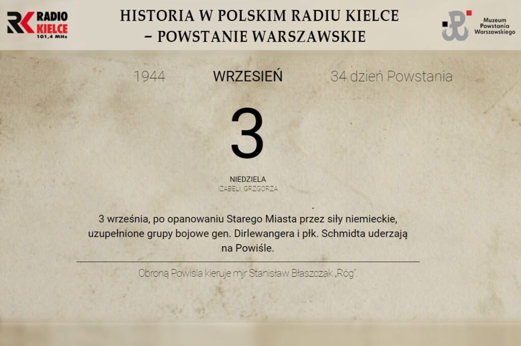 Powstanie Warszawskie - 3 września 1944 roku - Radio Kielce