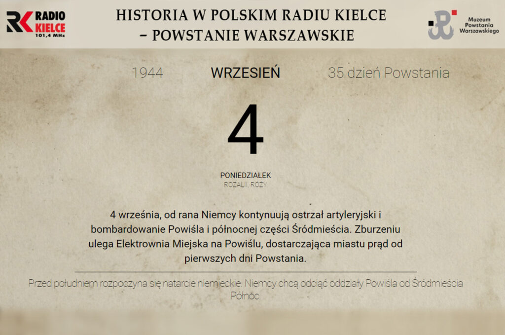 Powstanie Warszawskie - 4 września 1944 roku - Radio Kielce