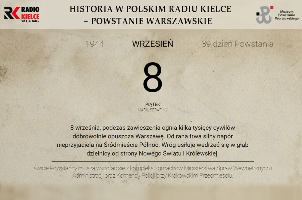 Powstanie Warszawskie - 8 września 1944 roku - Radio Kielce